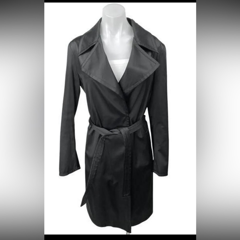 Zara cotton blend trench coat black with belt belted